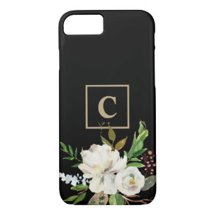 Case-Mate iPhone Case Monogramme floral moderne noir chic