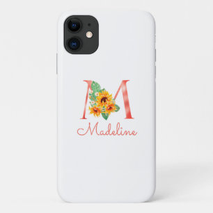 Case-Mate iPhone Case Monogramme floral moderne Nom du tournesol M