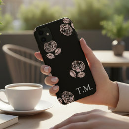 Case-Mate iPhone Case Monogramme Floral noir et rose