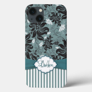 Etui iPhone Case-Mate Monogramme floral noir, turquoise, blanc