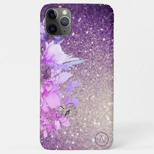 Case-Mate iPhone Case *~* Monogramme floral Purple Ombre Parties scintil