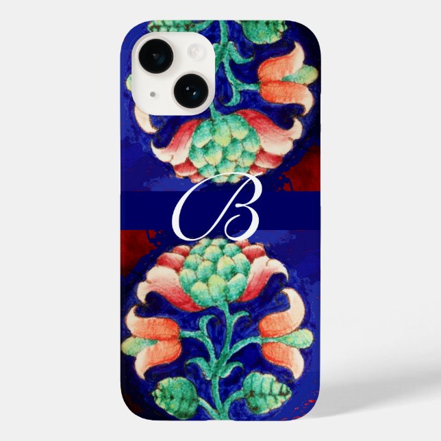 COQUES Case-Mate iPhone MONOGRAMME FLORAL VERT ROSE BLEU (Verso)