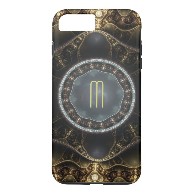 Coques Case-Mate iPhone Monogramme fractal à vapeur métallique orné (Dos)