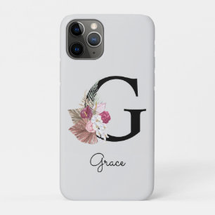 Case-Mate iPhone Case Monogramme G Initial Rose Bohème Féminin Floral