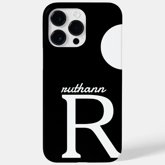 Coques Case-Mate iPhone Monogramme géant Simple Noir et Blanc (Verso)