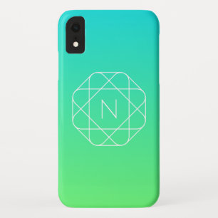 Case-Mate iPhone Case Monogramme géométrique cool   Ombre Vert bleu et c