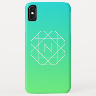 Case-Mate iPhone Case Monogramme géométrique cool   Ombre Vert bleu et c