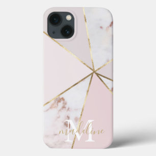 Case-Mate iPhone Case Monogramme géométrique Rose Gold Blush pour fille 