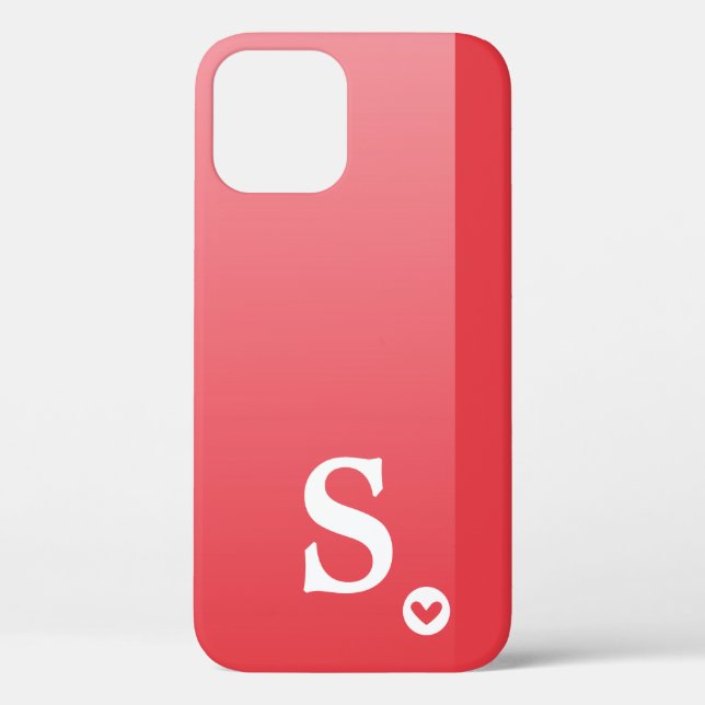 Coques Case-Mate iPhone Monogramme Girly Red Heart Simple Moderne Chic (Verso)