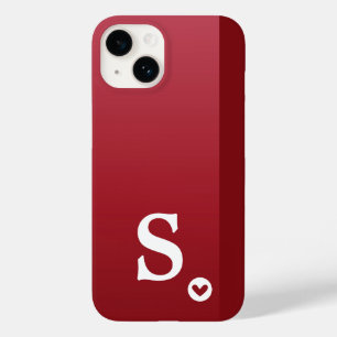 Coque Pour iPhone 14 Monogramme Girly Red Heart Simple Moderne Chic