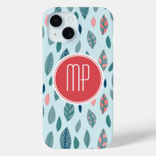 Coque Pour iPhone 15 Monogramme Girly Whimsical Feuille Motif