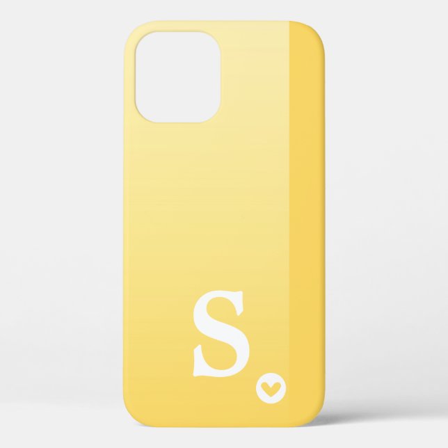 Coques Case-Mate iPhone Monogramme Girly Yellow Heart Simple Moderne Chic (Verso)