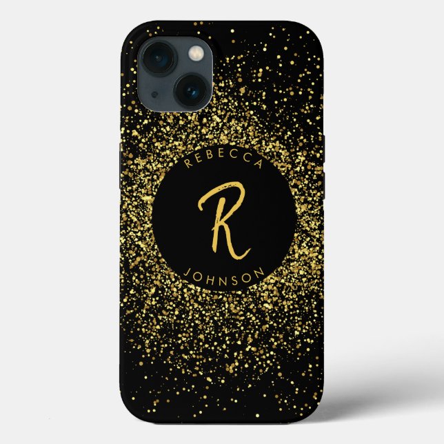 Coques Case-Mate iPhone Monogramme Gold & Black Girl (Verso)