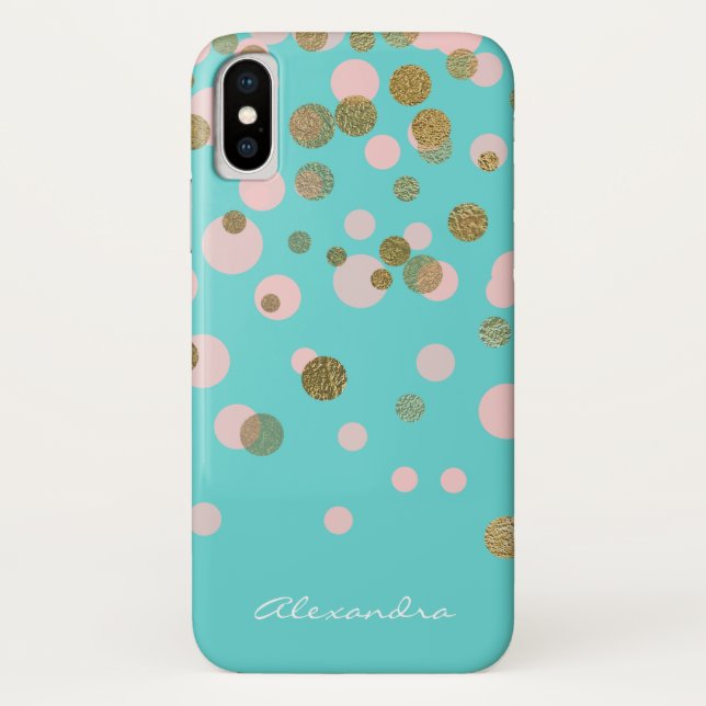 Coques Case-Mate iPhone Monogramme Gold Foil et Rose Gold Confetti (Dos)
