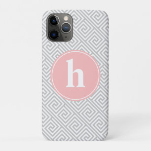 Case-Mate iPhone Case Monogramme grec gris et rose de motif principal