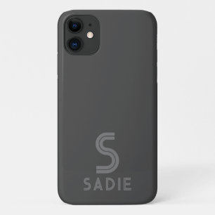 Case-Mate iPhone Case Monogramme gris foncé Nom Gras Minimal Moderne Sim
