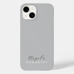Coque Pour iPhone 14 Monogramme gris Moderne Minimaliste Feminine
