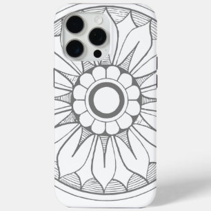 Coque iPhone 15 Pro Max Monogramme Gris moderne Motif de médaillon de marg