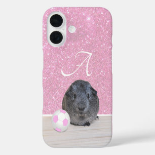 Coque Pour iPhone 16 Monogramme Guinée Cochon rose Rose de balle de foo
