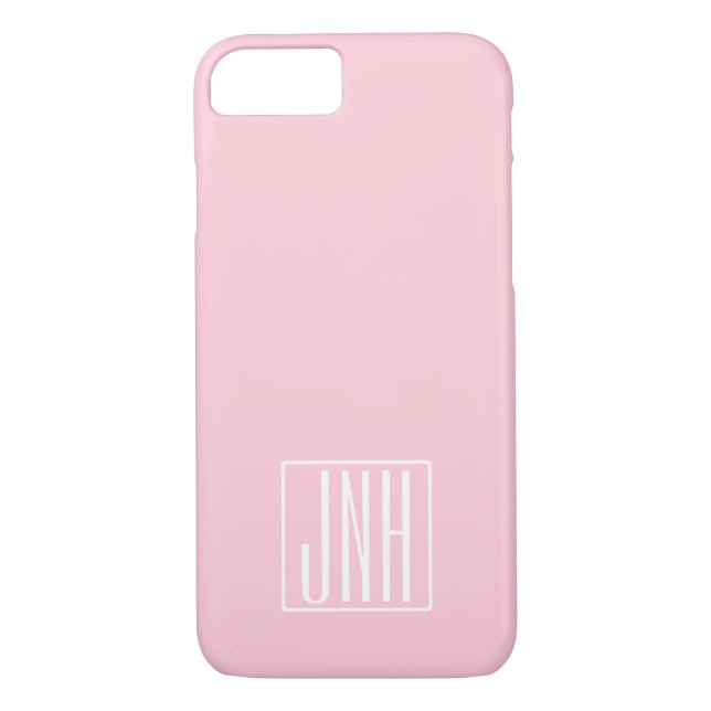 Coques Case-Mate iPhone Monogramme initial | Blanc sur rose clair (Dos)