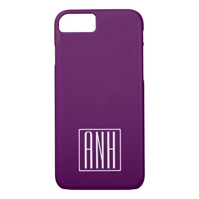 Coques Case-Mate iPhone Monogramme initial | Blanc Sur Violet Profond (Dos)
