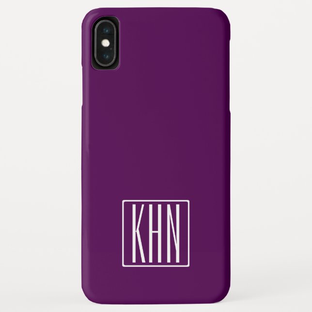 Coques Case-Mate iPhone Monogramme initial | Blanc Sur Violet Profond (Dos)