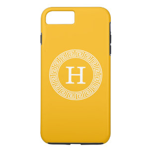 Coque iPhone 7 Plus Monogramme initial du cadre principal de clé grecq