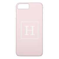 Monogramme initial encadré blanc rose clair