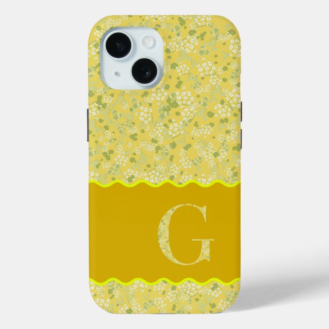 COQUES Case-Mate iPhone MONOGRAMME INITIAL G JAUNE PETITES FLEURS (Verso)