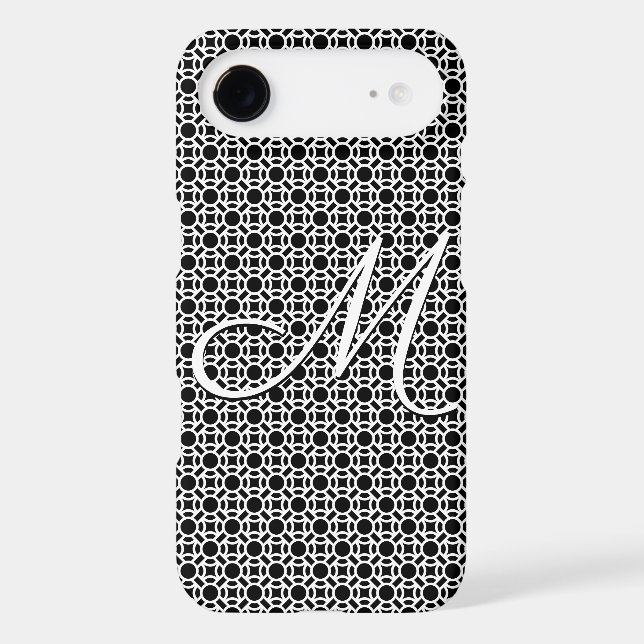Coques Case-Mate iPhone Monogramme initial géométrique noir et blanc (Verso)