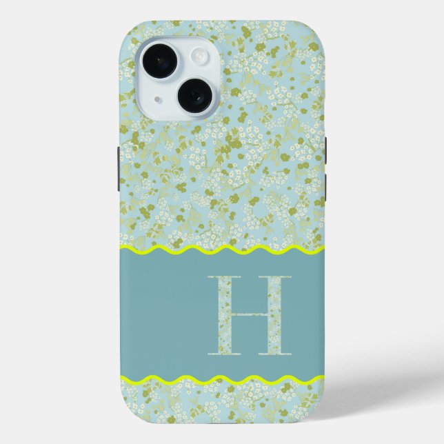 COQUES Case-Mate iPhone MONOGRAMME INITIAL H ACQUA PETITES FLEURS (Verso)