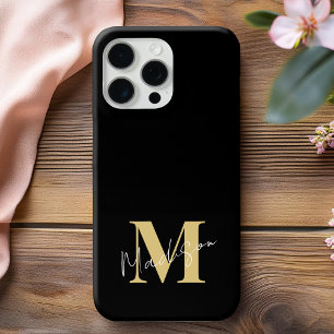 Case-Mate iPhone Case Monogramme initial minimal moderne en or noir