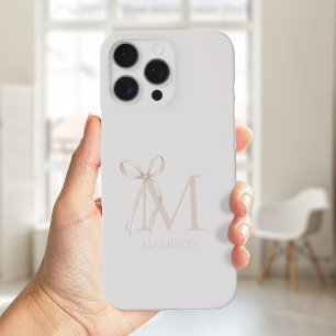 Coques iPhone 16 Pro Max Monogramme initial minimaliste de cou beige
