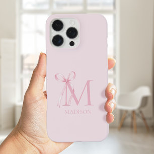 Coques iPhone 16 Pro Max Monogramme initial minimaliste de la cou rose