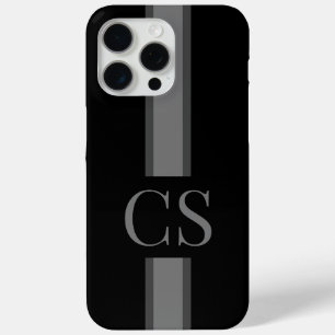 Coque iPhone 15 Pro Max Monogramme initial minimaliste noir moderne