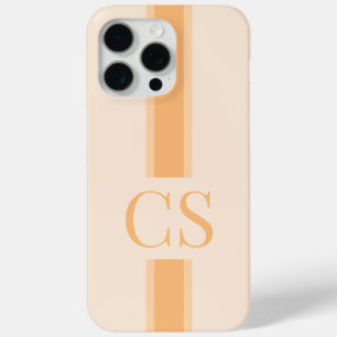 Coque iPhone 15 Pro Max Monogramme initial minimaliste orange moderne