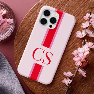 Coque iPhone 15 Pro Max Monogramme initial minimaliste rose moderne