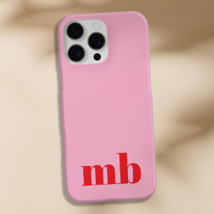 Coques iPhone 16 Pro Max Monogramme initial minimaliste rose moderne