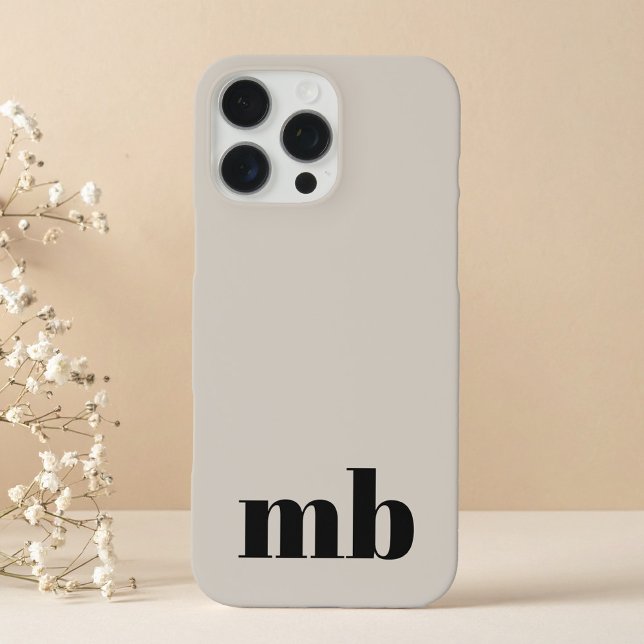 Coques Case-Mate iPhone Monogramme initial moderne minimaliste noir beige (Créateur téléchargé)