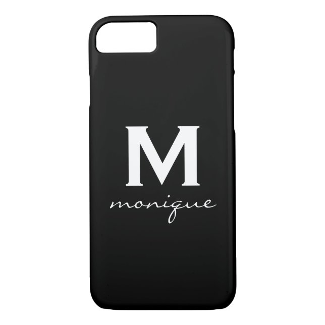 Coques Case-Mate iPhone Monogramme initial moderne - noir et blanc (Dos)