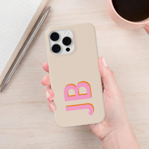 Coque iPhone 15 Pro Max Monogramme initial personnalisé en gras