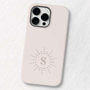 Coque Pour Pour iPhone 14 Pro Max Monogramme initial radiale sunburst muet rose
