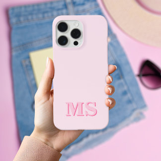 Coque Pour iPhone 16 Monogramme initial rose minimaliste moderne