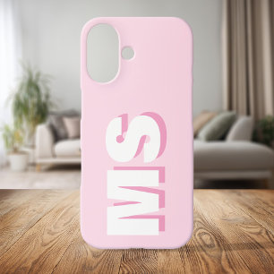 Coque Pour iPhone 16 Monogramme initial rose moderne