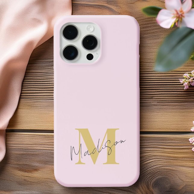 Coques Case-Mate iPhone Monogramme initial rose moderne minimal (Créateur téléchargé)