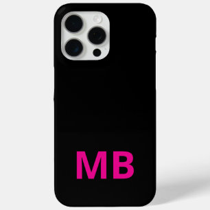 Coque iPhone 15 Pro Max Monogramme initial rose simple