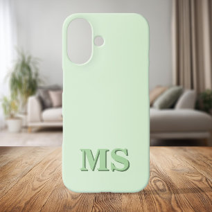 Coque Pour iPhone 16 Monogramme initial vert minimaliste moderne