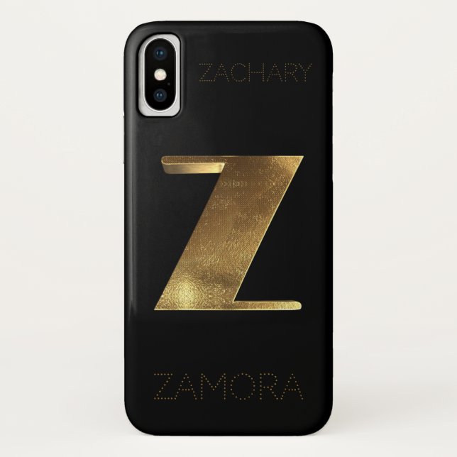 Coques Case-Mate iPhone Monogramme initial Z or noir (Dos)