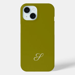Coque Pour iPhone 15 Monogramme initiale minimaliste vert sauge
