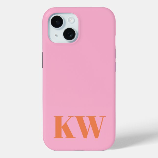 Coques Case-Mate iPhone Monogramme initiales personnalisé rose orange mode (Verso)